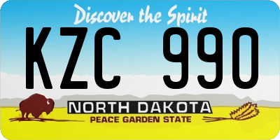 ND license plate KZC990