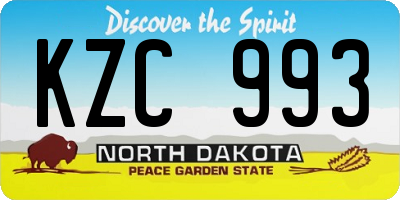 ND license plate KZC993