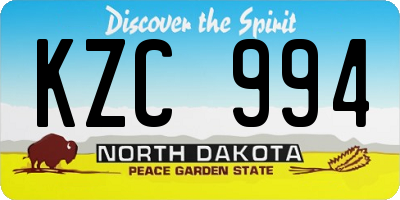 ND license plate KZC994