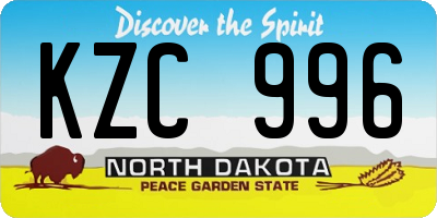 ND license plate KZC996
