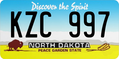 ND license plate KZC997