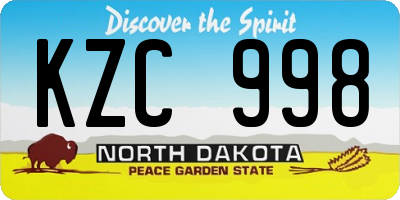 ND license plate KZC998