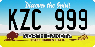 ND license plate KZC999