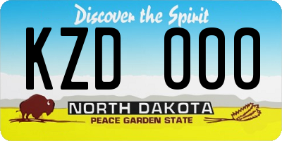 ND license plate KZD000