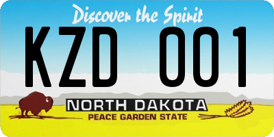 ND license plate KZD001