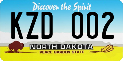 ND license plate KZD002