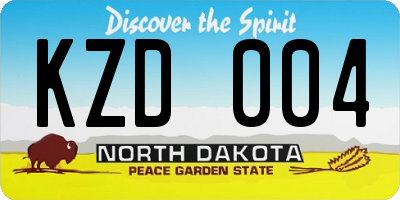 ND license plate KZD004