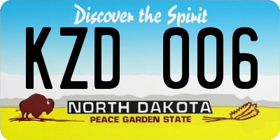 ND license plate KZD006