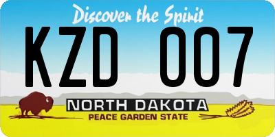 ND license plate KZD007