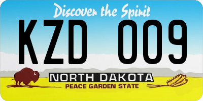 ND license plate KZD009