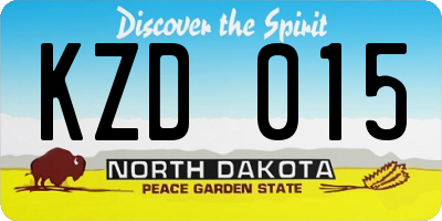 ND license plate KZD015