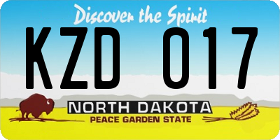 ND license plate KZD017