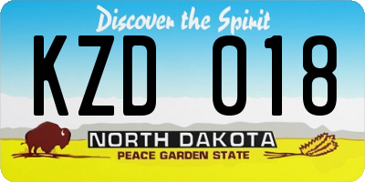 ND license plate KZD018