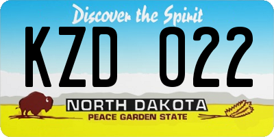 ND license plate KZD022