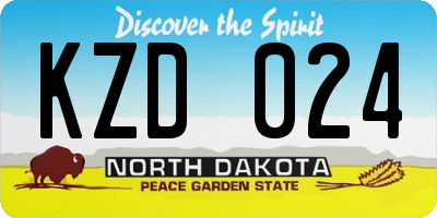 ND license plate KZD024