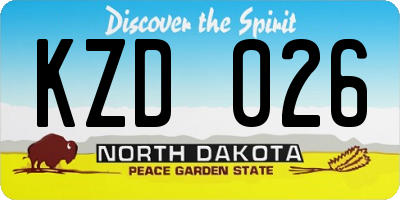 ND license plate KZD026