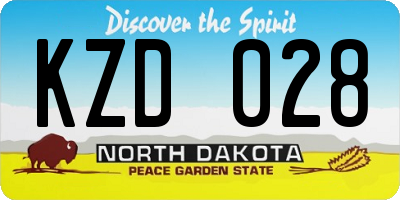 ND license plate KZD028