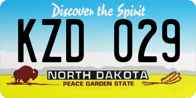 ND license plate KZD029