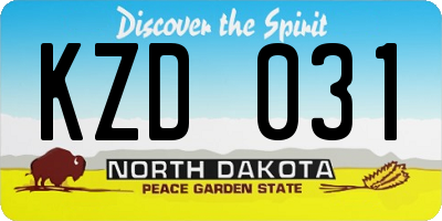 ND license plate KZD031