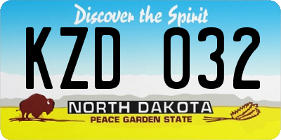 ND license plate KZD032