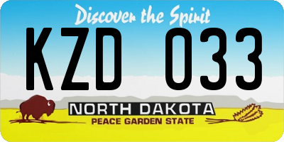 ND license plate KZD033