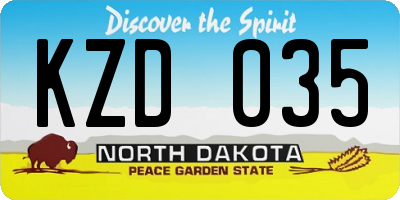 ND license plate KZD035