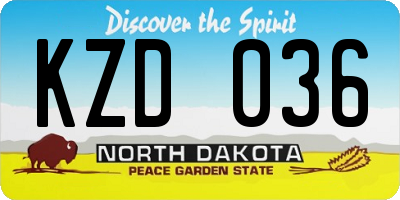 ND license plate KZD036