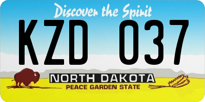 ND license plate KZD037