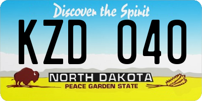 ND license plate KZD040