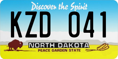 ND license plate KZD041