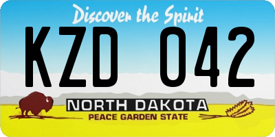 ND license plate KZD042