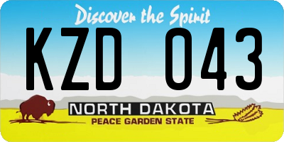 ND license plate KZD043