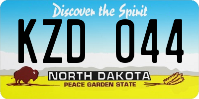 ND license plate KZD044