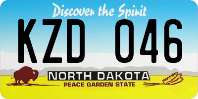 ND license plate KZD046