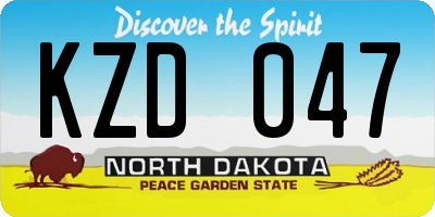 ND license plate KZD047