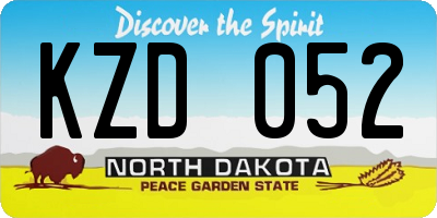 ND license plate KZD052