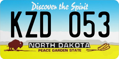 ND license plate KZD053