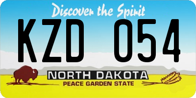 ND license plate KZD054
