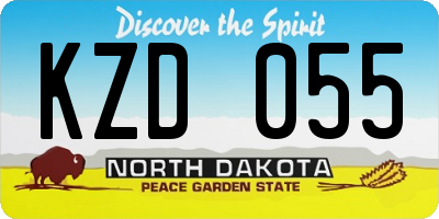 ND license plate KZD055