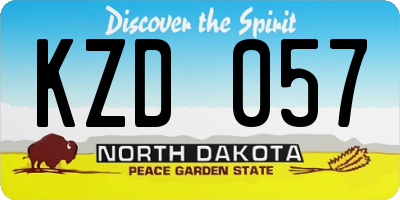 ND license plate KZD057