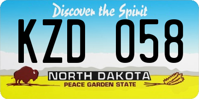 ND license plate KZD058