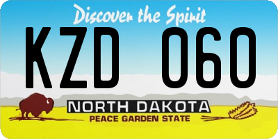 ND license plate KZD060