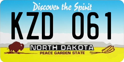 ND license plate KZD061