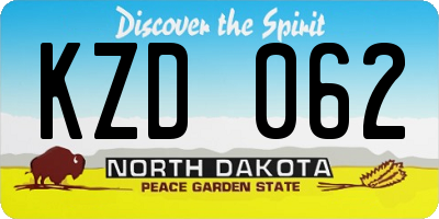 ND license plate KZD062