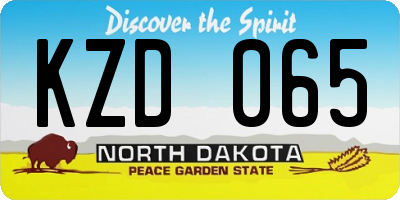 ND license plate KZD065