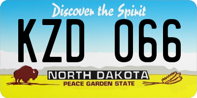 ND license plate KZD066