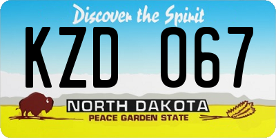 ND license plate KZD067