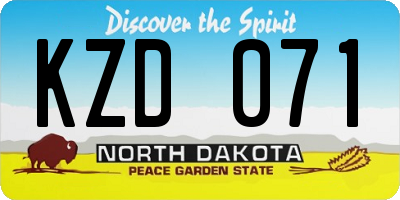 ND license plate KZD071