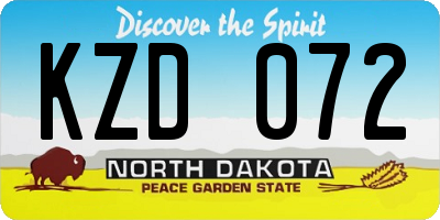 ND license plate KZD072