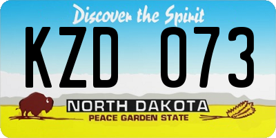 ND license plate KZD073